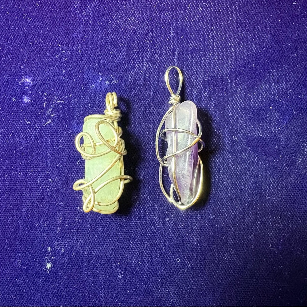 Elegant Sterling Wire-Wrapped Crystal Pendant Set